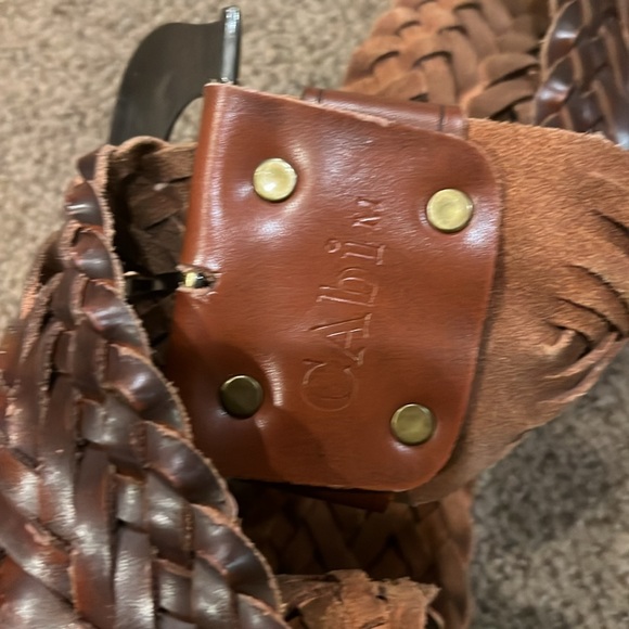 Cabi‎ wide brown woven leather belt with gold buckle western - Picture 3 of 7